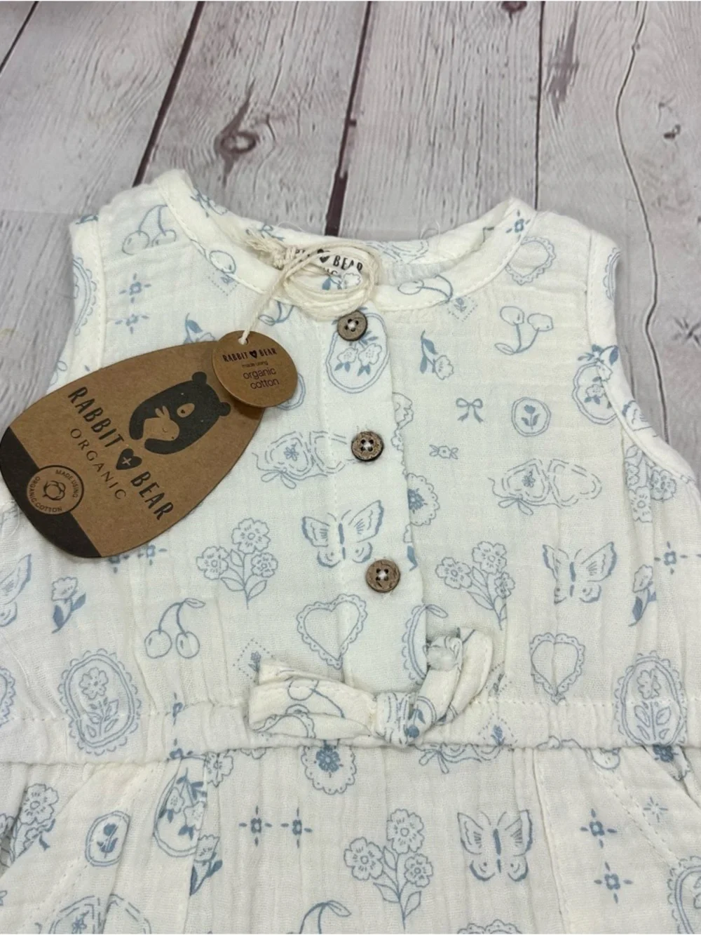 NWT rabbit & bear One-Piece Romper cottagecore heart floral bows butterfly 6-9M